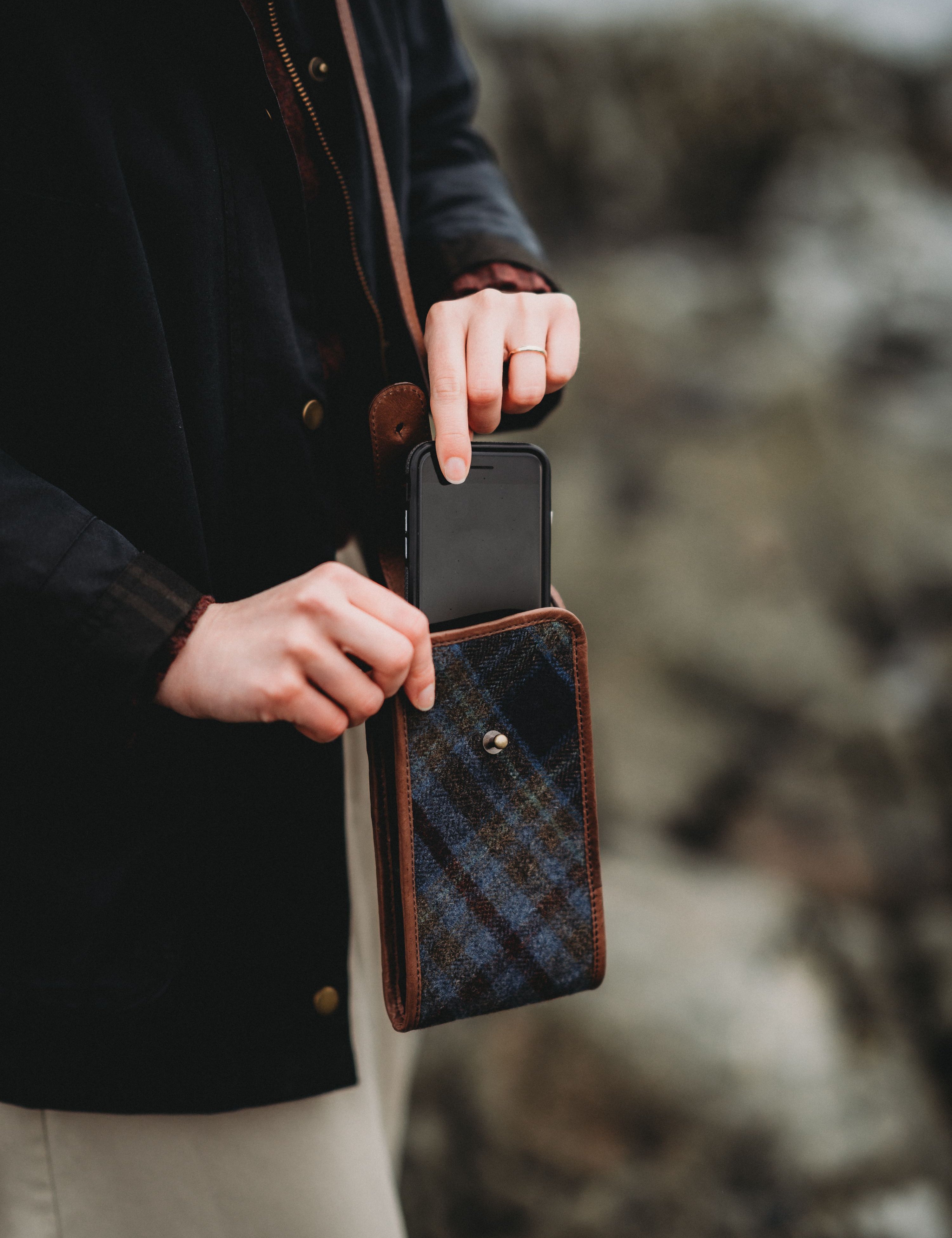 Tweed & Leather Ceilidh Phone Pouch